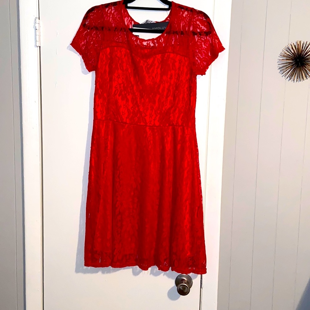 Red Lace Party Dress